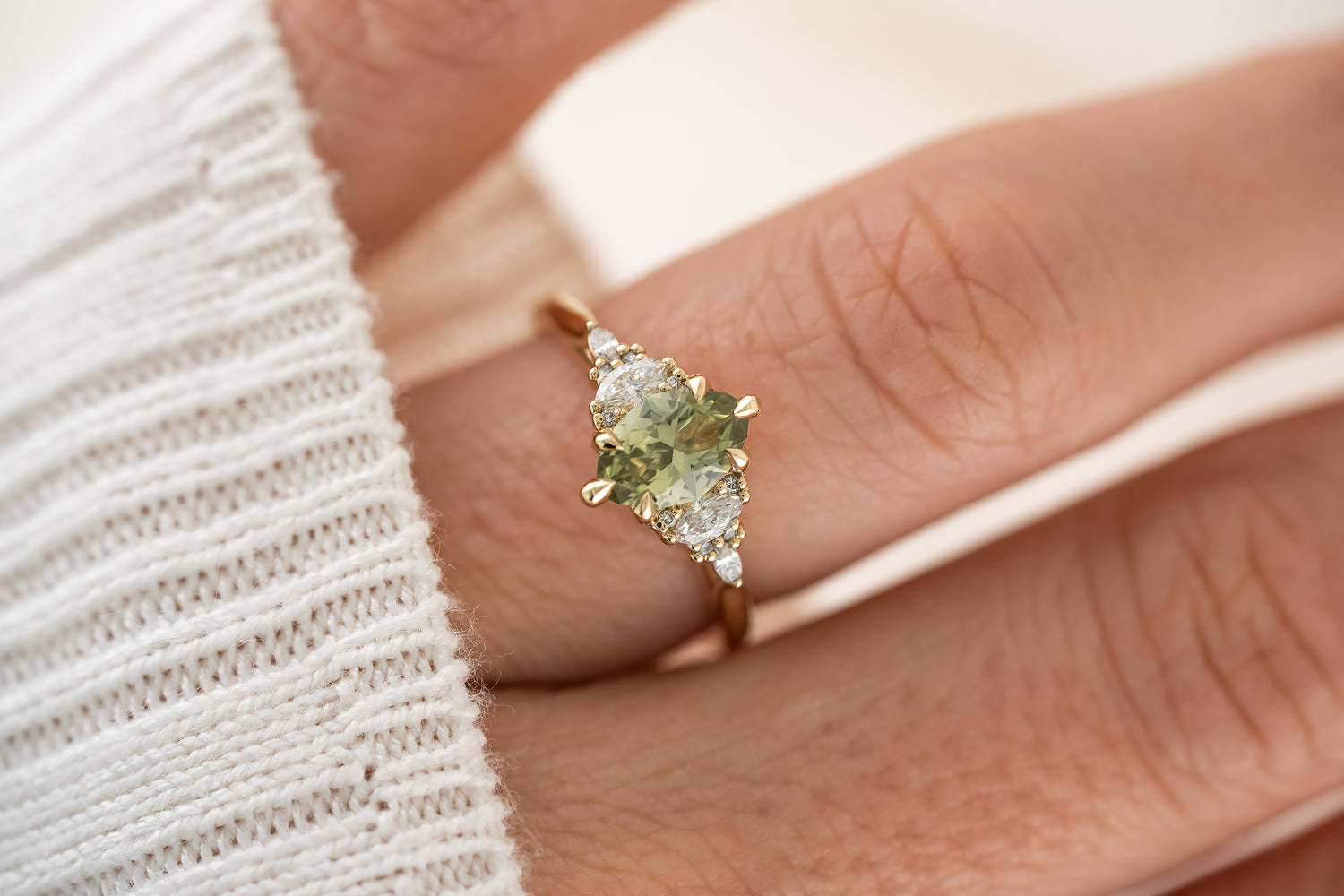 The Maeve Ring | 1.02 Marquise Green Sapphire - Lavender Creek Gems 