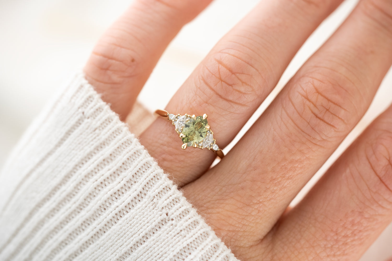 The Maeve Ring | 1.02 Marquise Green Sapphire - Lavender Creek Gems 