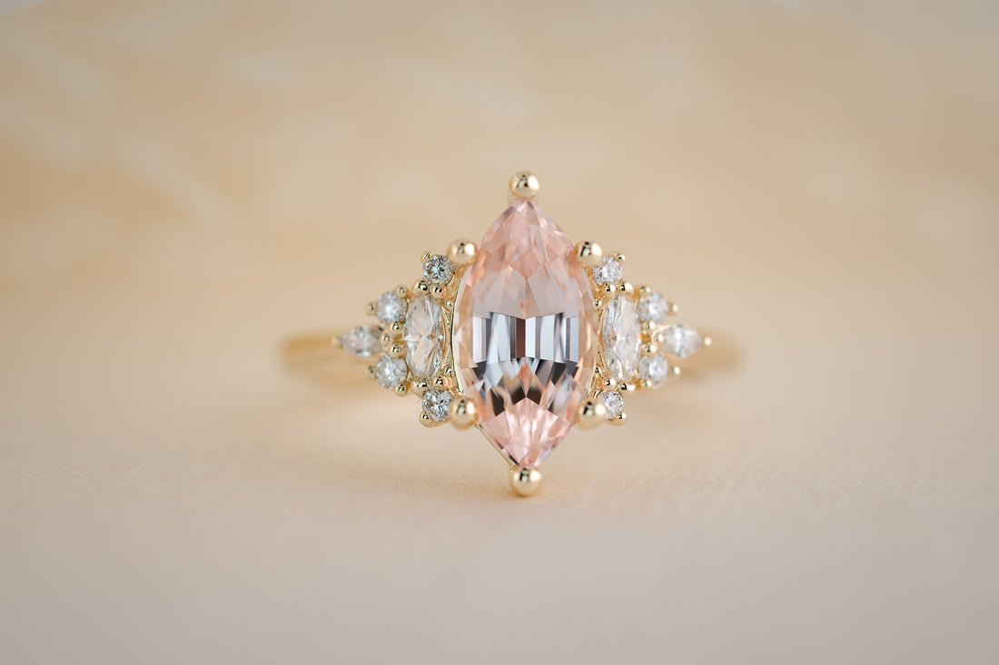 The Maeve 1.75 CT Marquise Morganite Ring - Lavender Creek Gems 