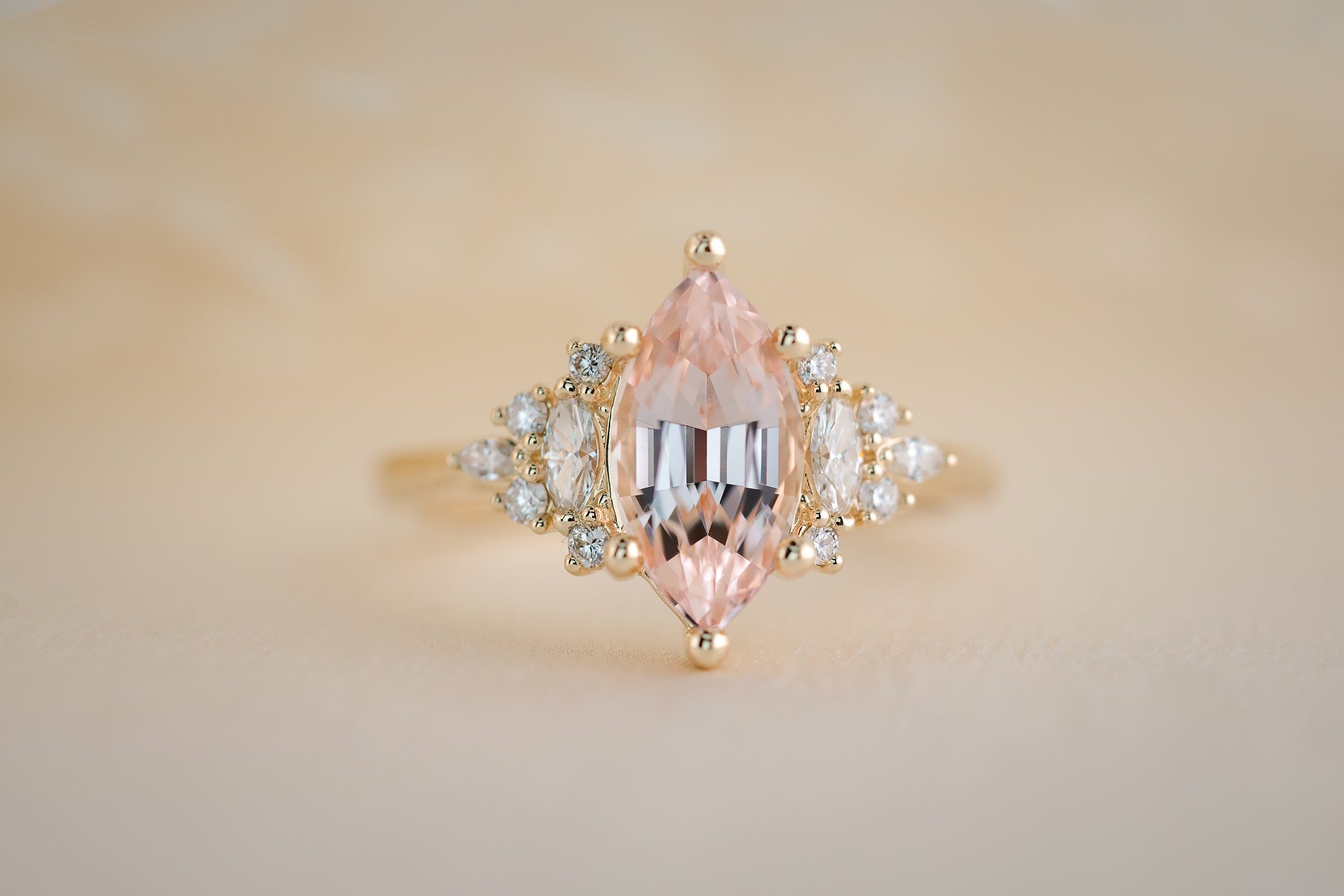 The Maeve 1.75 CT Marquise Morganite Ring - Lavender Creek Gems 
