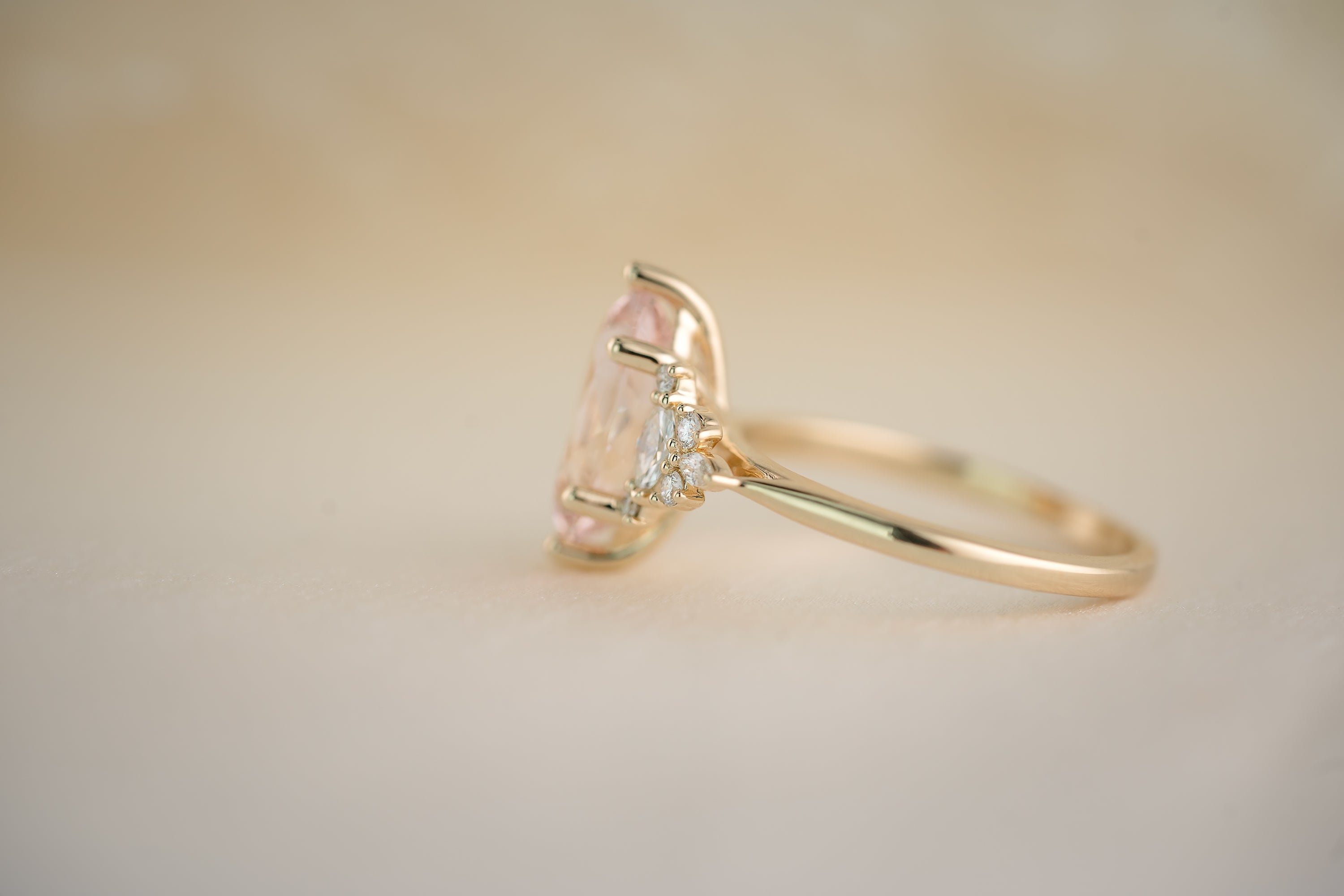 The Maeve 1.75 CT Marquise Morganite Ring - Lavender Creek Gems 