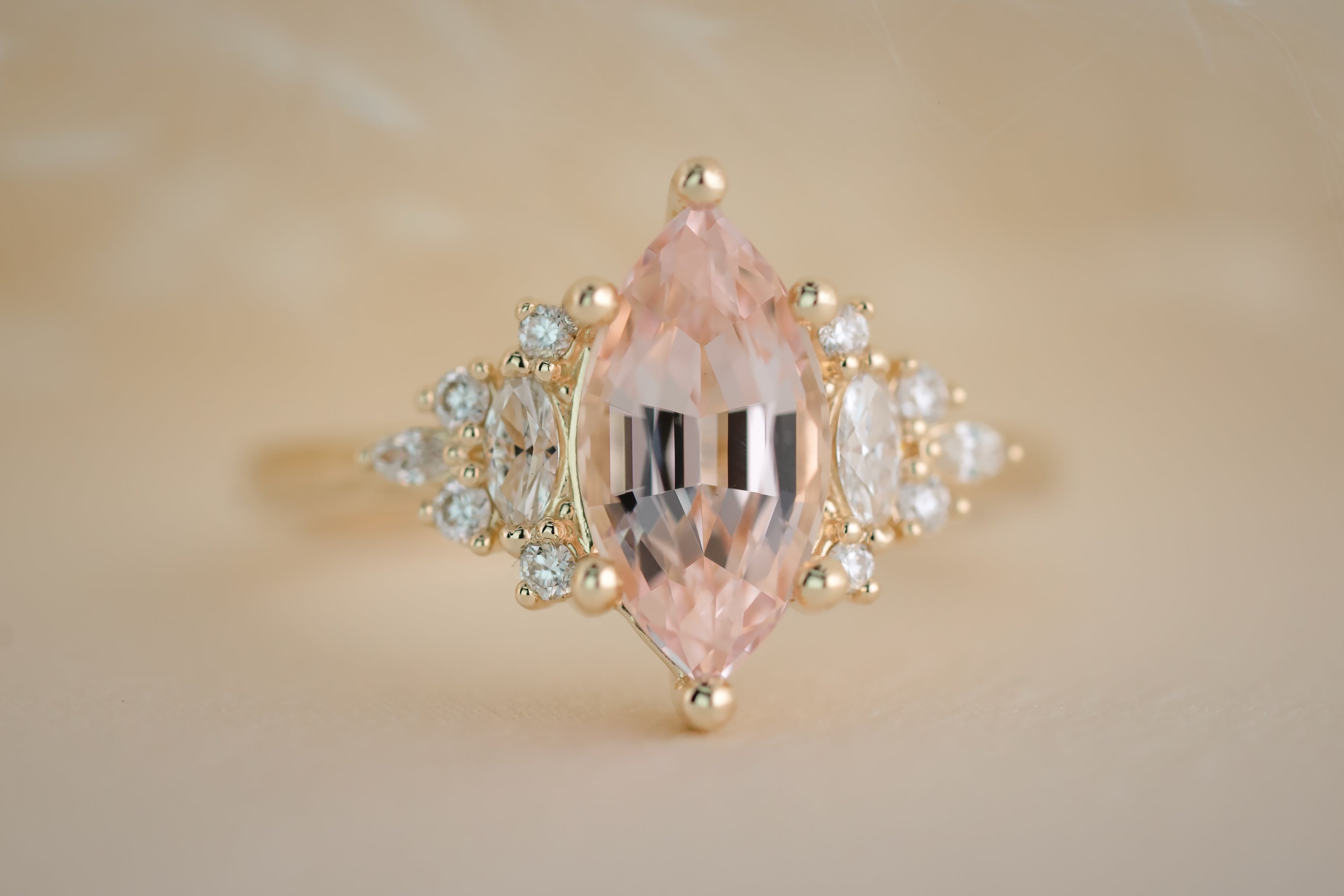 The Maeve 1.75 CT Marquise Morganite Ring - Lavender Creek Gems 