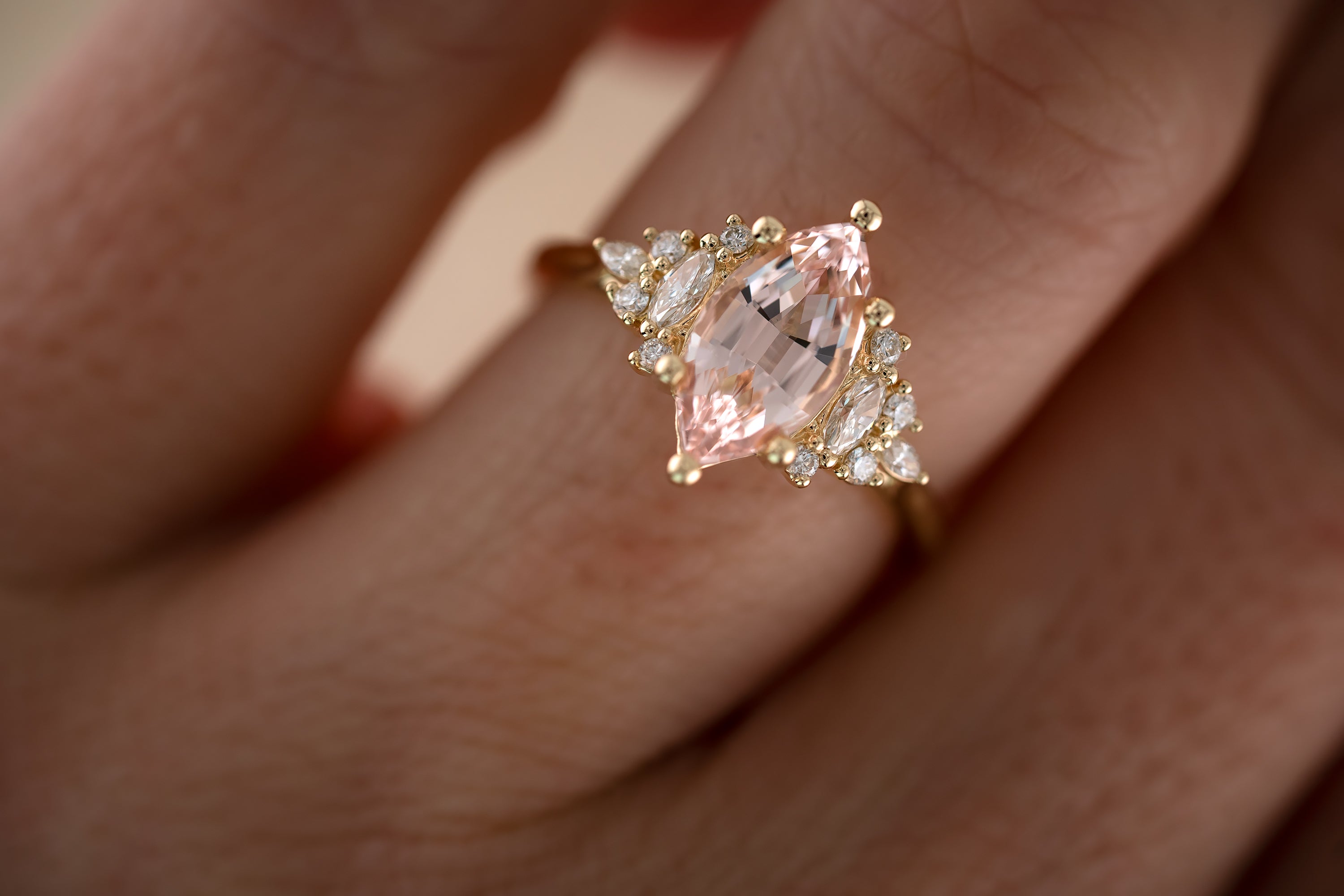 The Maeve 1.75 CT Marquise Morganite Ring - Lavender Creek Gems 