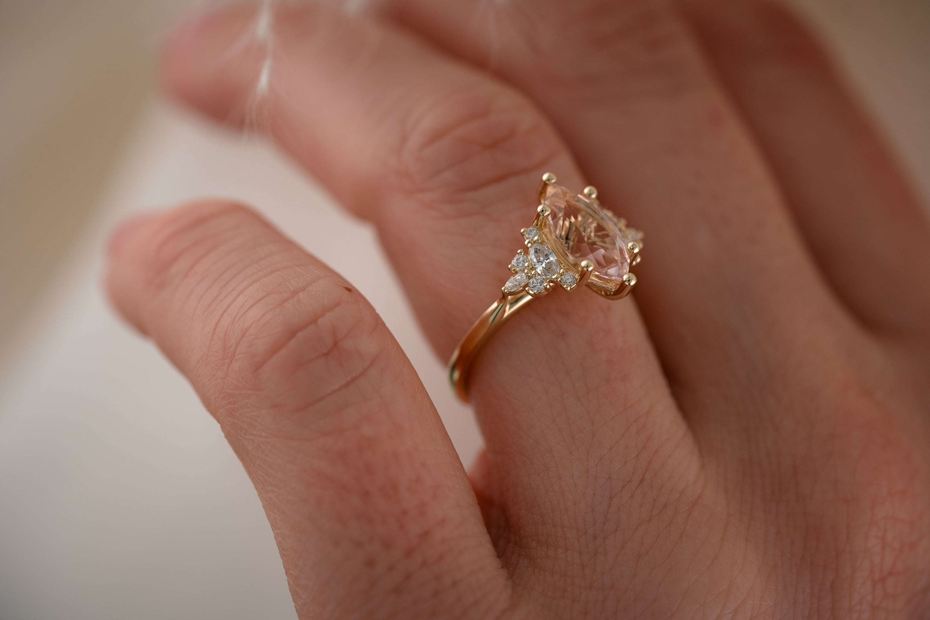 The Maeve 1.75 CT Marquise Morganite Ring - Lavender Creek Gems 