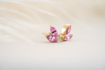 Sprite Stud Earrings - Pink Sapphire - Lavender Creek Gems 