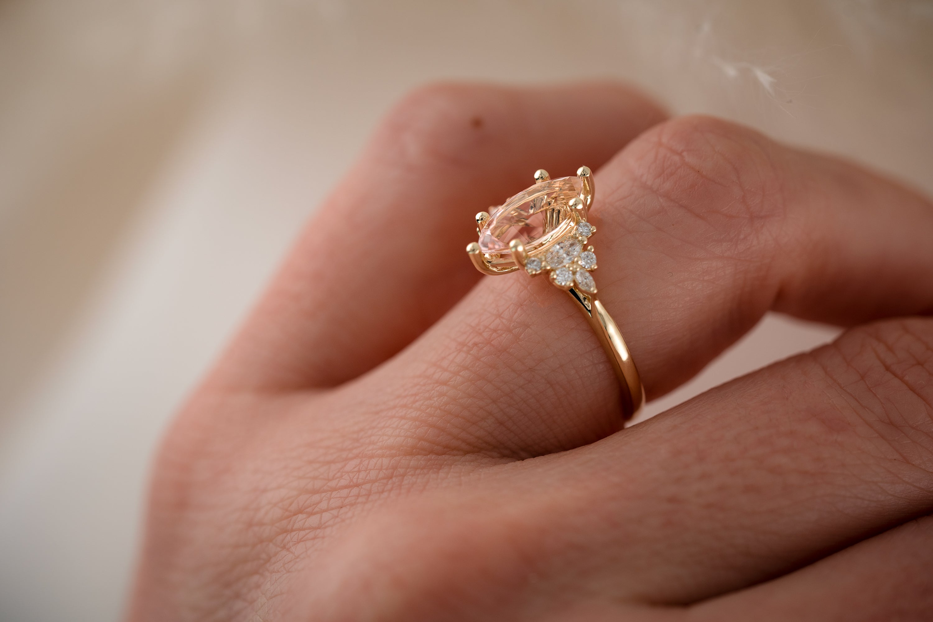 The Maeve 1.75 CT Marquise Morganite Ring - Lavender Creek Gems 