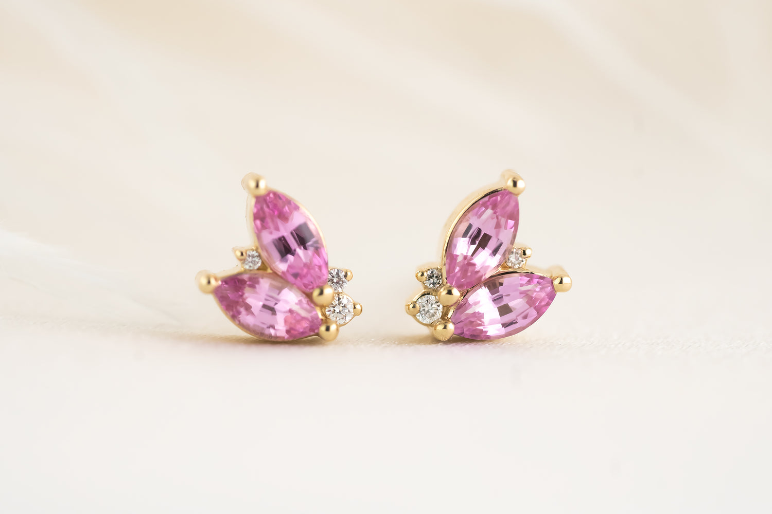 Sprite Stud Earrings - Pink Sapphire - Lavender Creek Gems 