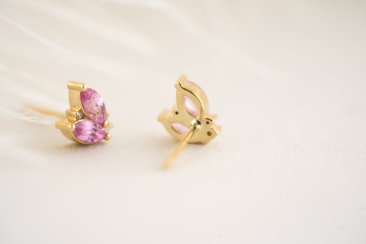 Sprite Stud Earrings - Pink Sapphire - Lavender Creek Gems 