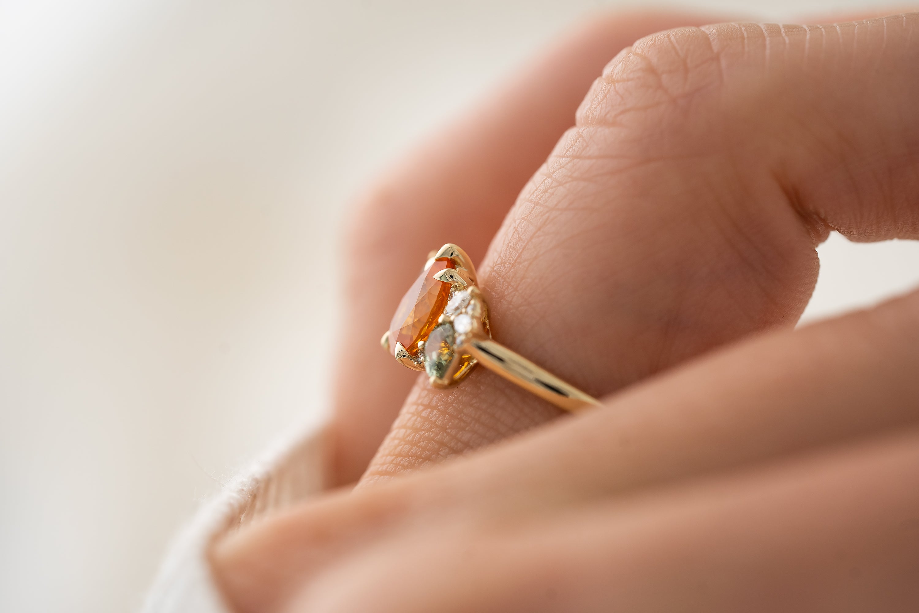The Fleur Ring | 1.32 CT Pear Orange Sapphire - Lavender Creek Gems 