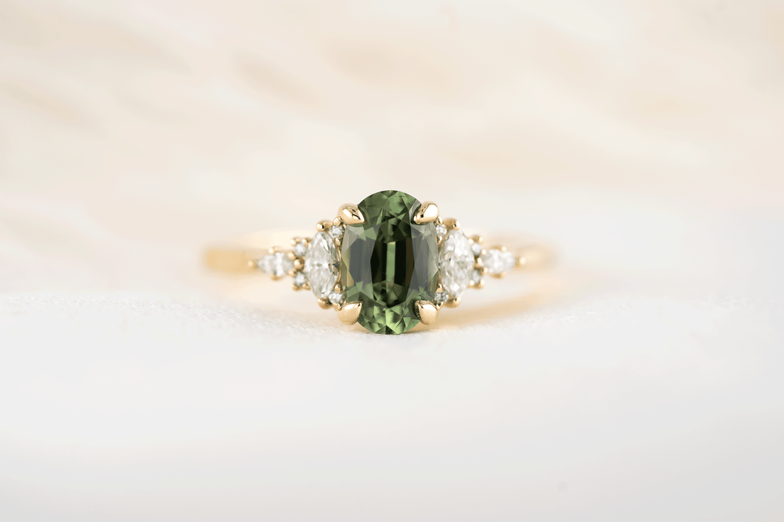 The Maeve Ring | 1.28 CT Oval Teal Sapphire - Lavender Creek Gems