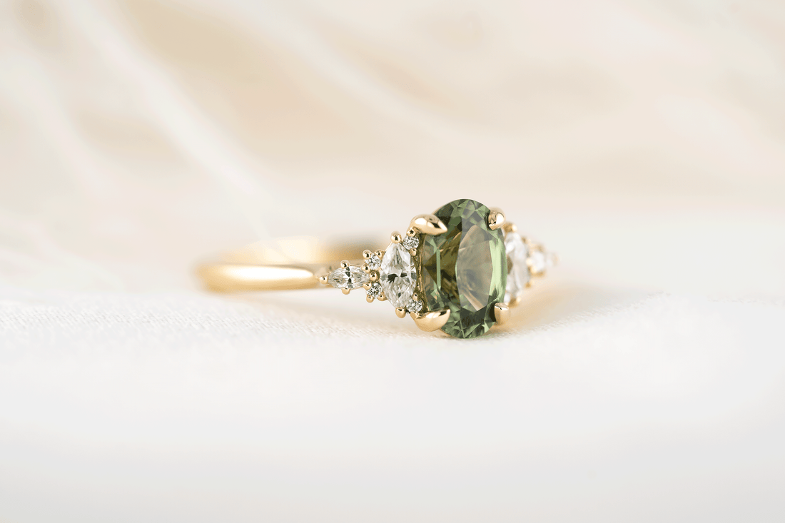 The Maeve Ring | 1.28 CT Oval Teal Sapphire - Lavender Creek Gems