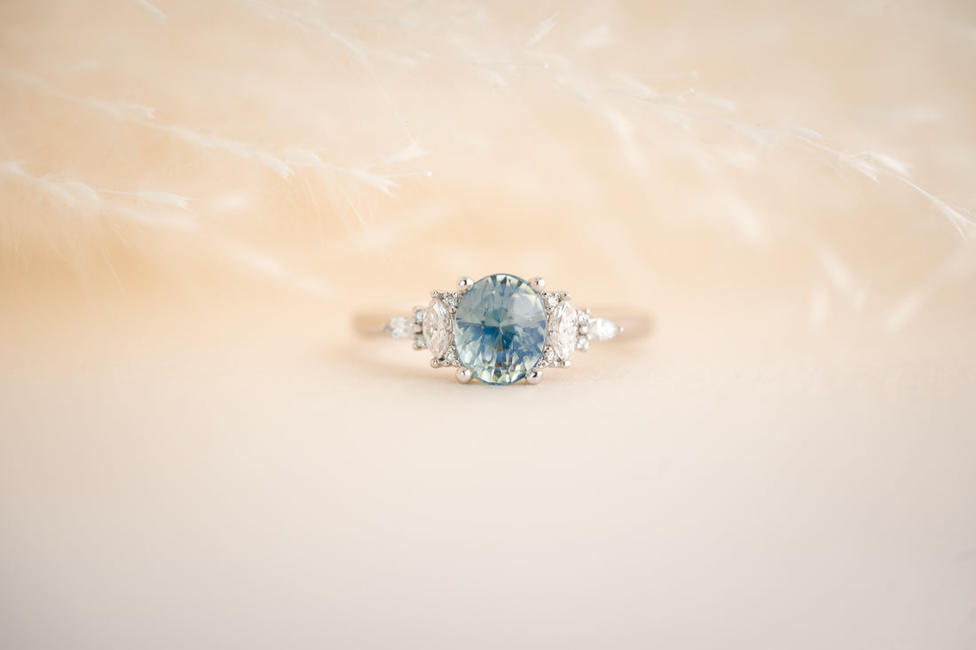 The Maeve 1.61 CT Oval Opalescent Blue Sapphire Ring - Lavender Creek Gems 