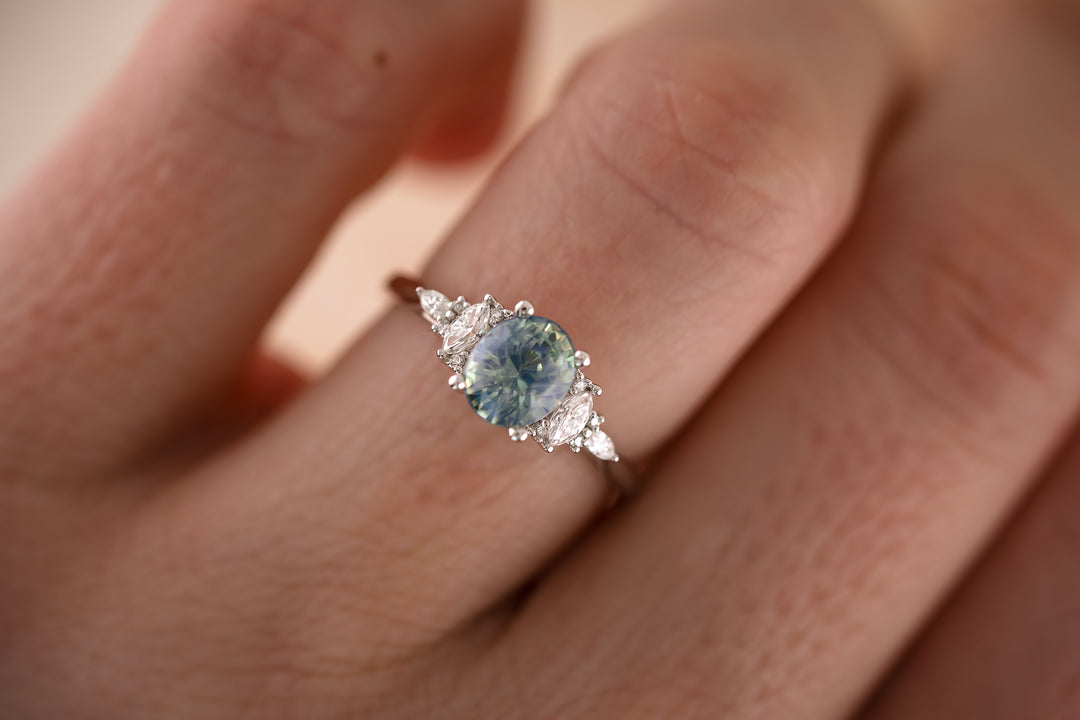 The Maeve 1.61 CT Oval Opalescent Blue Sapphire Ring