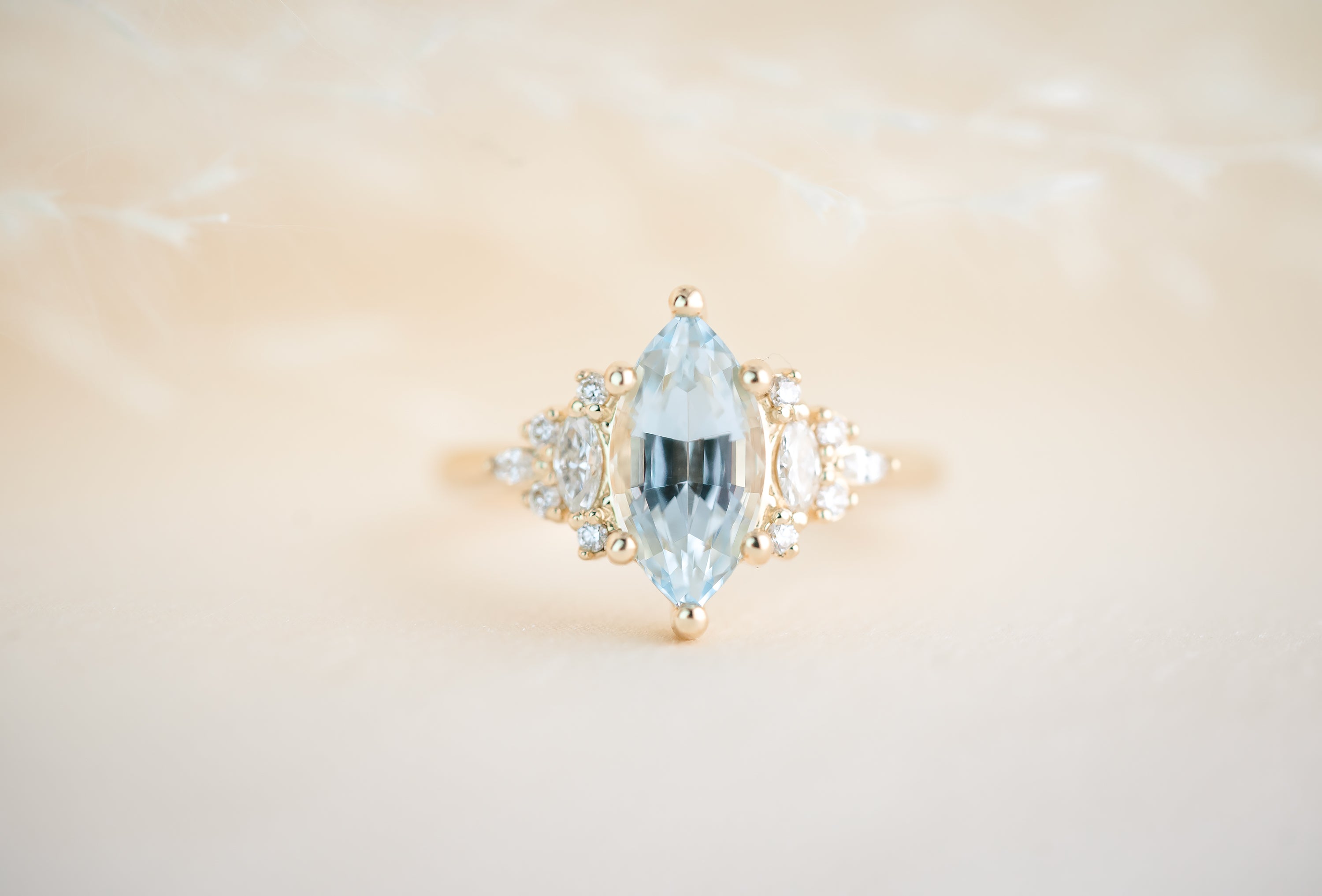 The Maeve 1.76 CT Marquise Aquamarine Ring - Lavender Creek Gems 