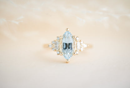 The Maeve 1.76 CT Marquise Aquamarine Ring - Lavender Creek Gems 