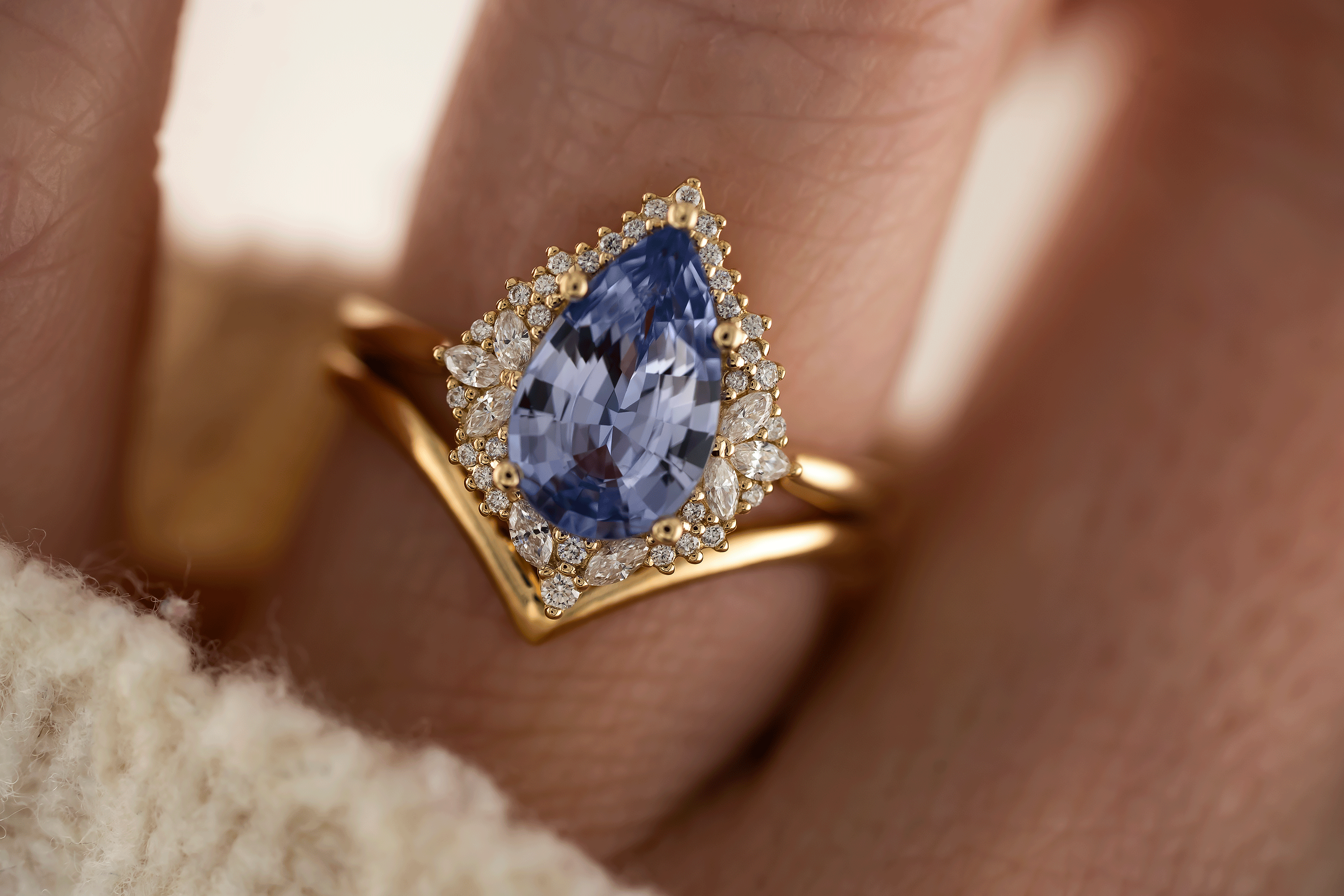 The Wisteria Ring | 1.98 CT Pear Purple Sapphire - Lavender Creek Gems 