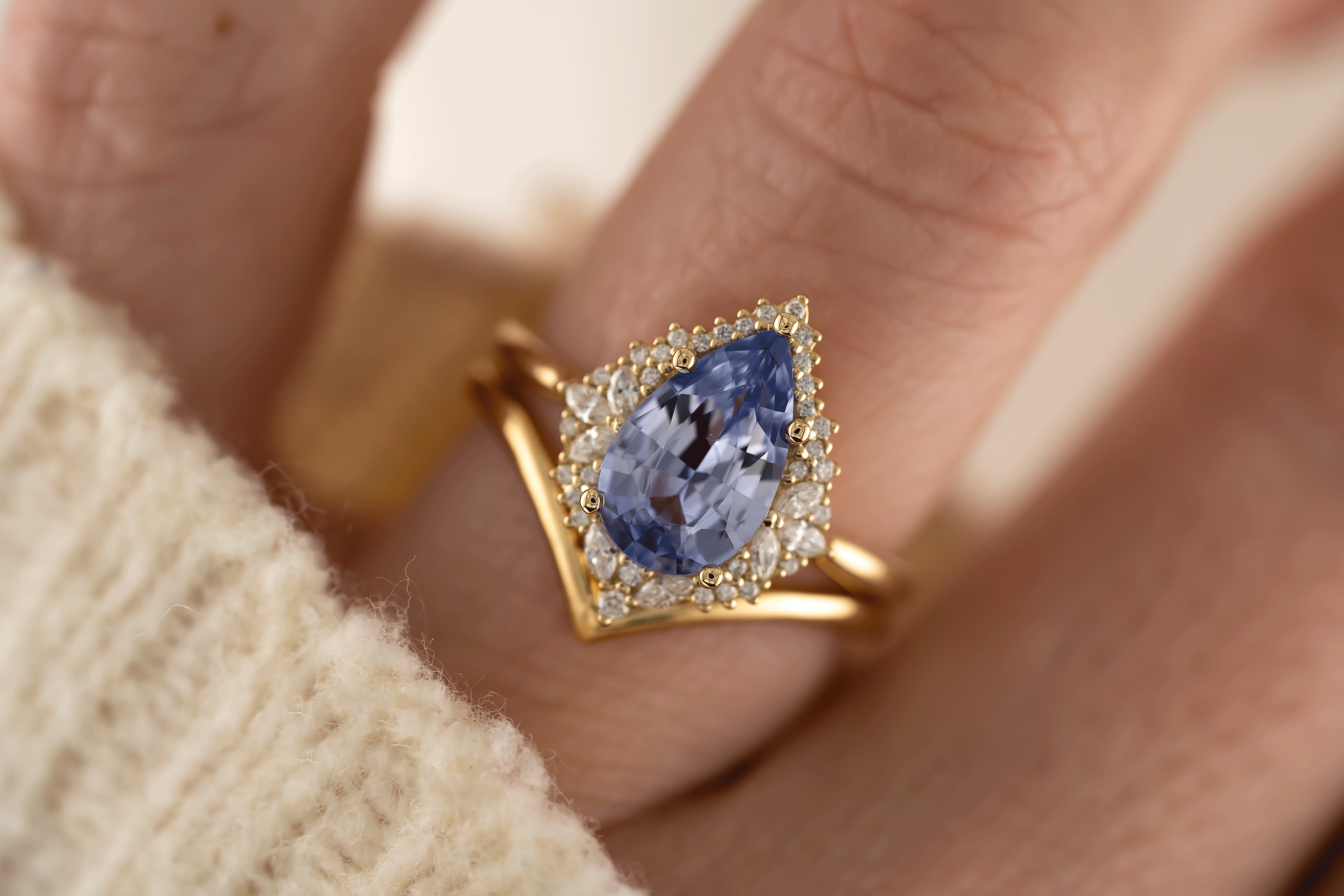 The Wisteria Ring | 1.98 CT Pear Purple Sapphire - Lavender Creek Gems 