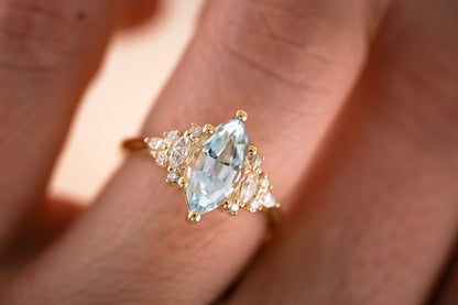 The Maeve 1.76 CT Marquise Aquamarine Ring - Lavender Creek Gems 