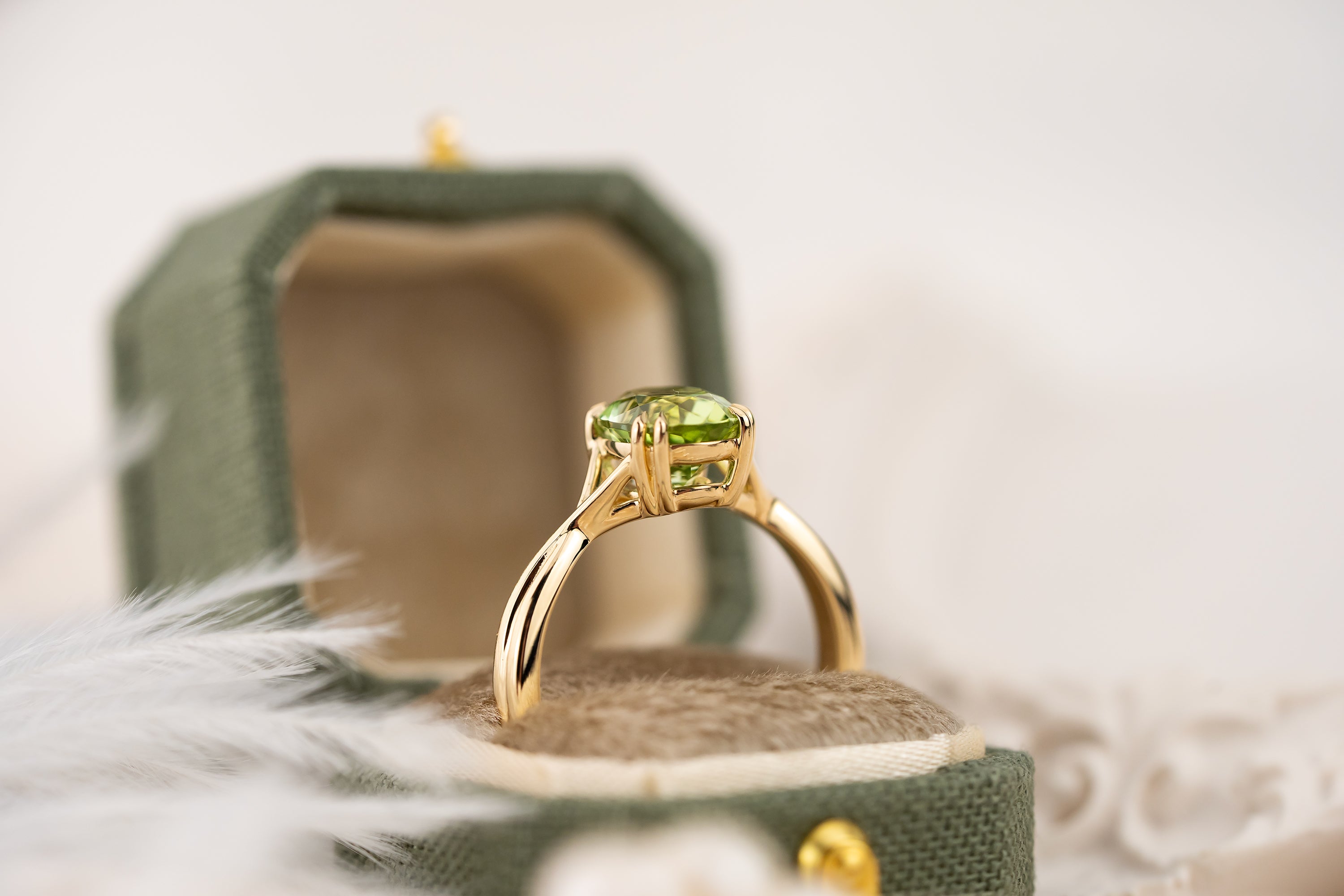 The Fates Ring | 1.93 CT Oval Apple Green Tourmaline - Lavender Creek Gems 