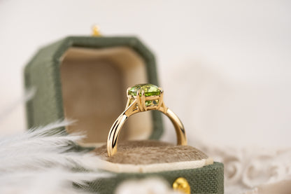 The Fates Ring | 1.93 CT Oval Apple Green Tourmaline - Lavender Creek Gems 