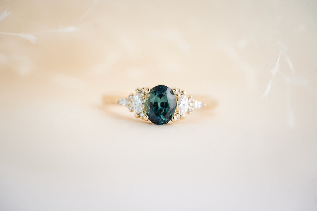 The Maeve 1.03 CT Oval Teal Sapphire Ring - Lavender Creek Gems 