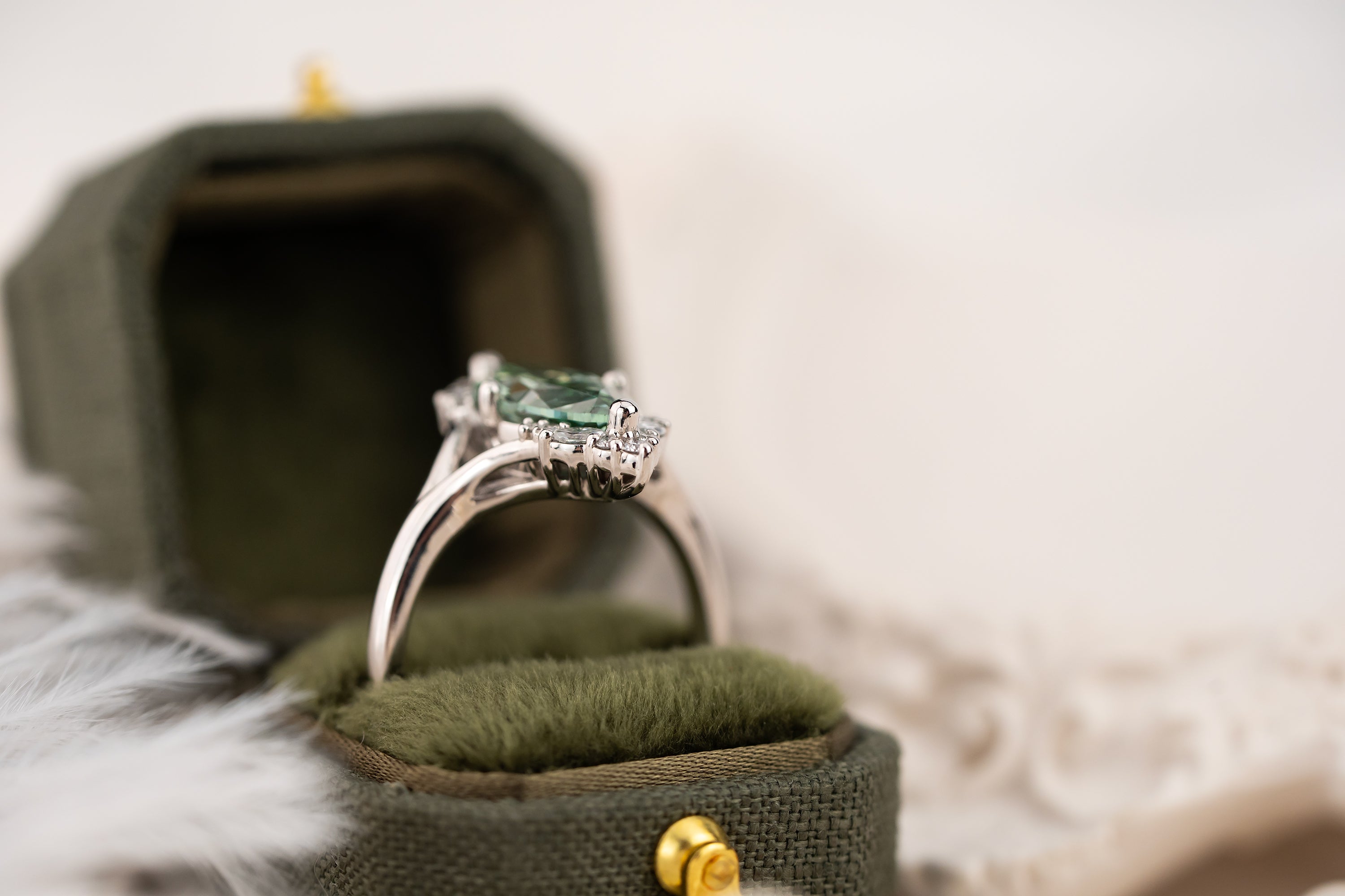 The Everlight Ring | 2.3 CT Marquise Green Diamond - Lavender Creek Gems 