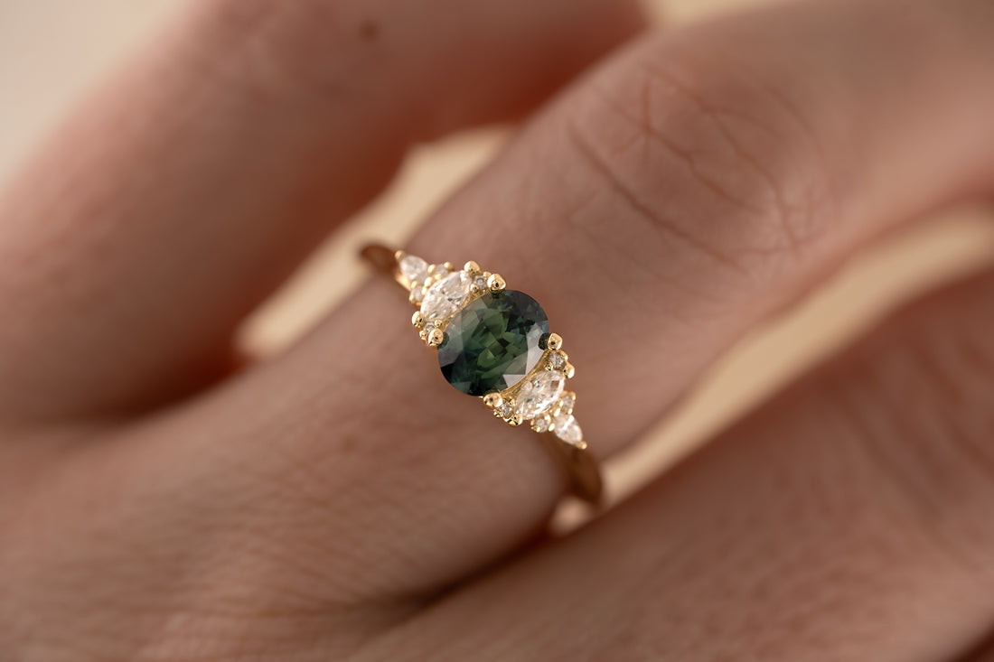 The Maeve 1.03 CT Oval Teal Sapphire Ring - Lavender Creek Gems 