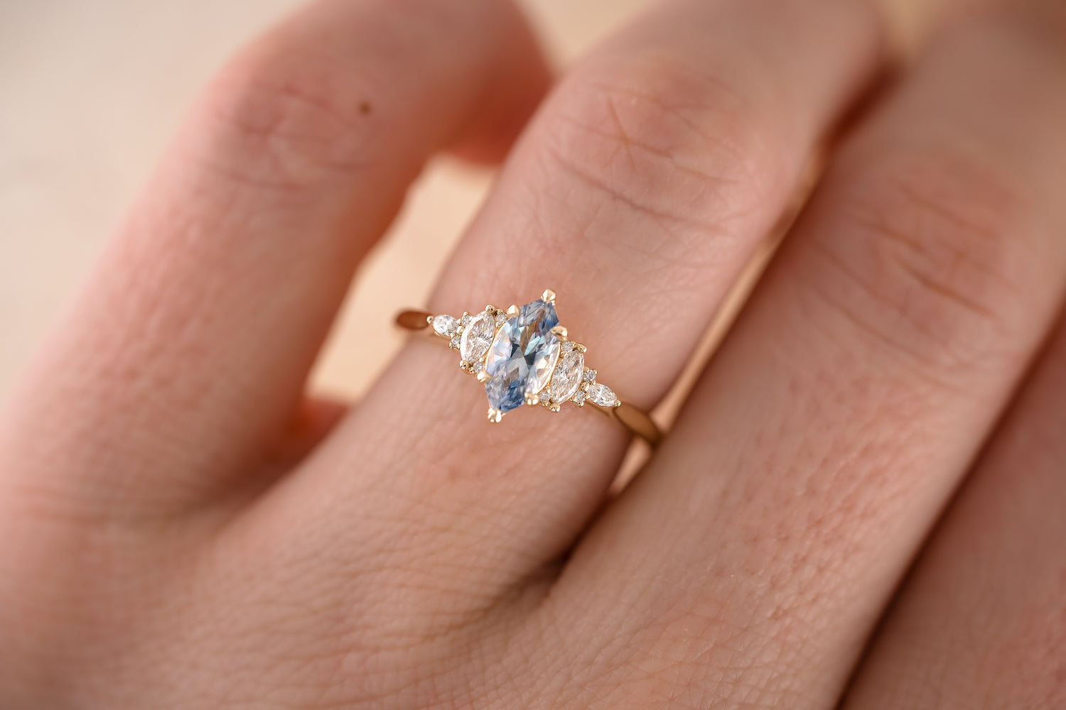 The Maeve 0.65 CT Marquise Periwinkle Sapphire Ring - Lavender Creek Gems 
