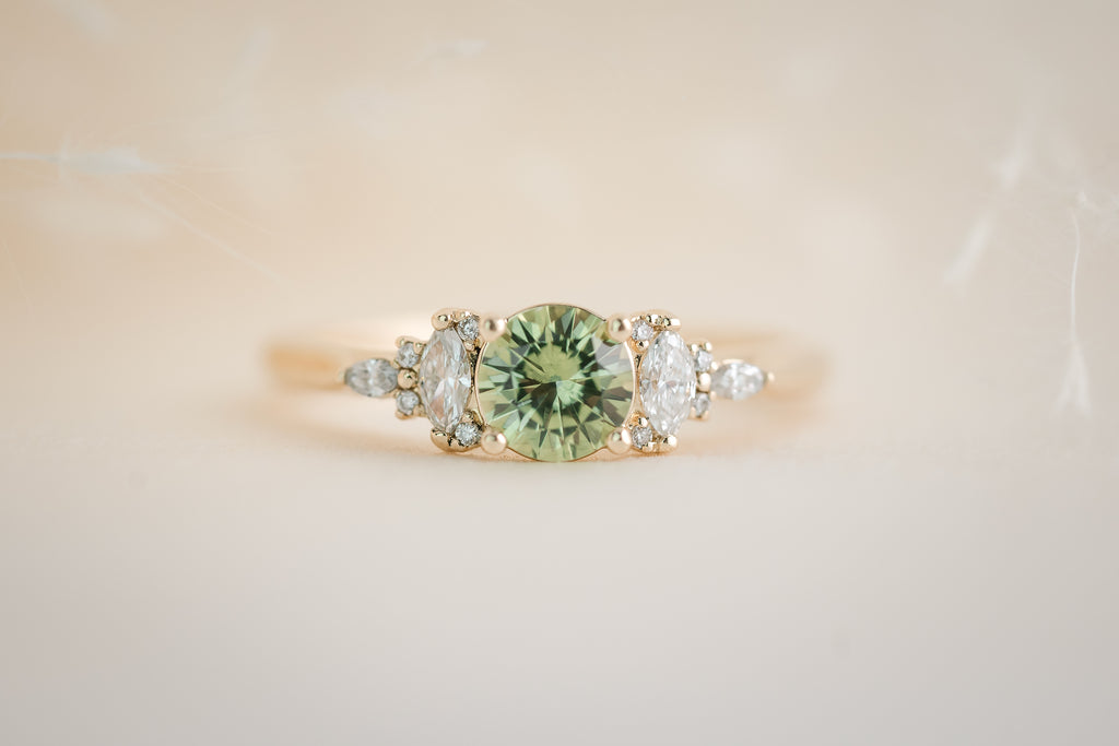 The Maeve 0.65 CT Round Green Sapphire Ring - Lavender Creek Gems 