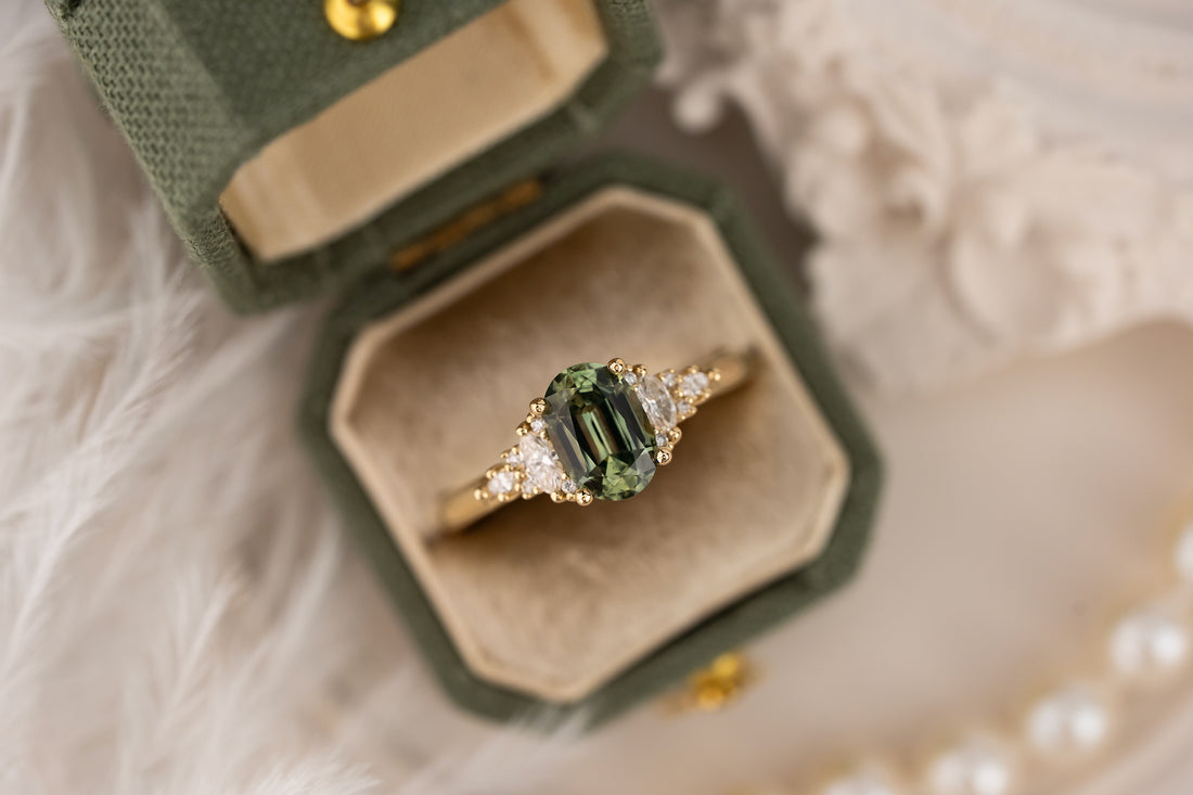 The Maeve Ring | 1.51 CT Oval Green Sapphire - Lavender Creek Gems 