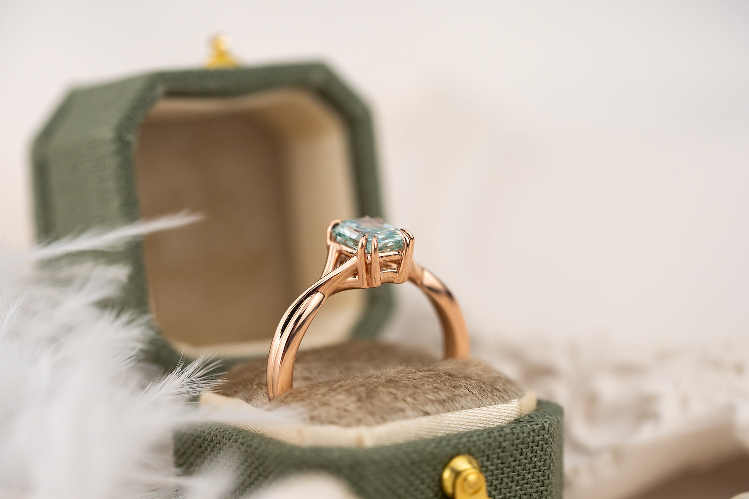 The Fates Ring | 1.09 CT Radiant Teal Diamond - Lavender Creek Gems 