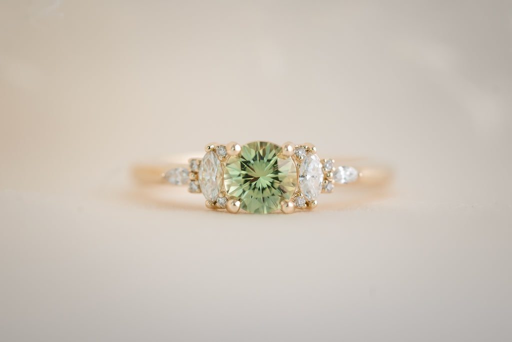 The Maeve 0.73 CT Round Green Sapphire Ring - Lavender Creek Gems 