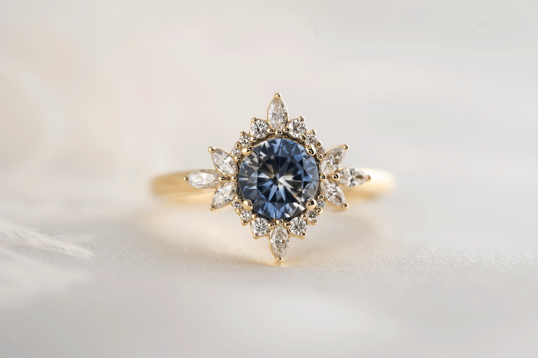 The Eyelet Ring | 1 CT Round Bicolor Sapphire - Lavender Creek Gems