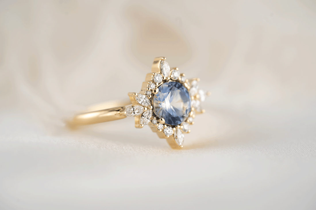 The Eyelet Ring | 1 CT Round Bicolor Sapphire - Lavender Creek Gems