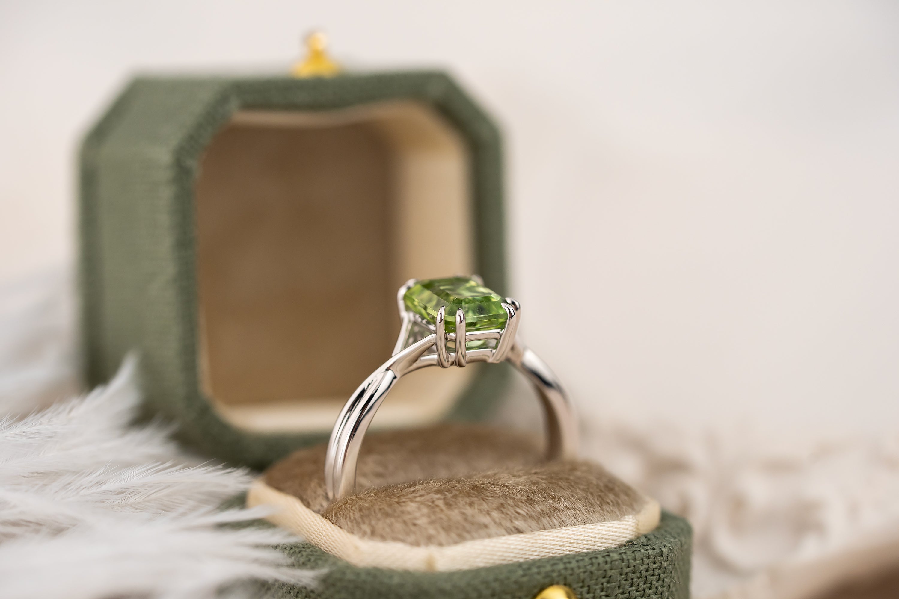 The Fates Ring | 1.78 CT Emerald Cut Green Tourmaline - Lavender Creek Gems 