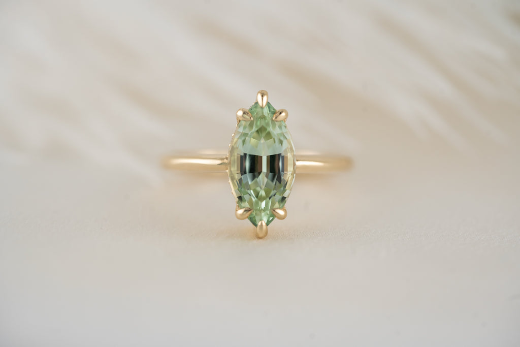 The Thalassa Ring - Hidden Halo| 2.91 CT Marquise Mint Green Tourmaline - Lavender Creek Gems 