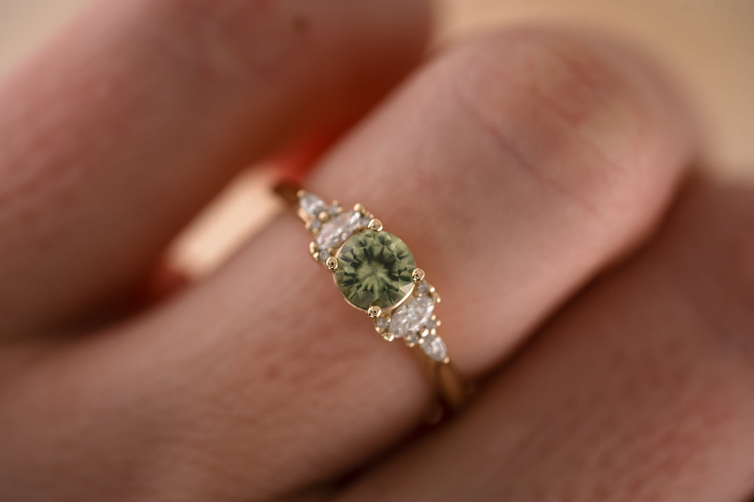 The Maeve 0.65 CT Round Green Sapphire Ring - Lavender Creek Gems 
