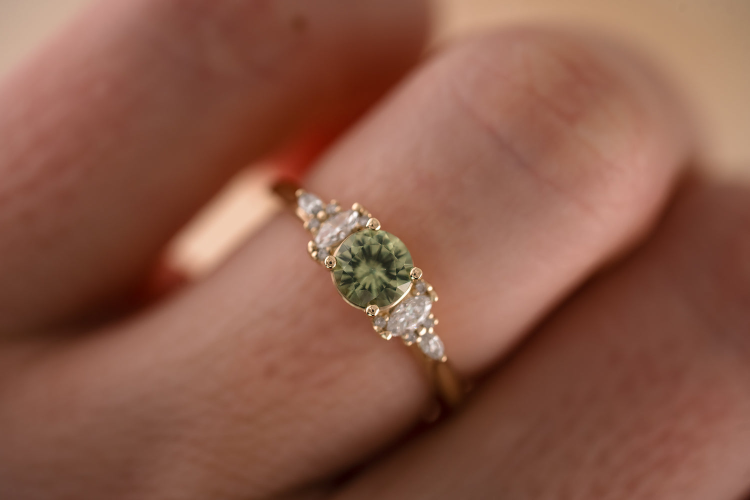 The Maeve 0.65 CT Round Green Sapphire Ring - Lavender Creek Gems 