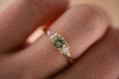 The Maeve 0.65 CT Round Green Sapphire Ring - Lavender Creek Gems 