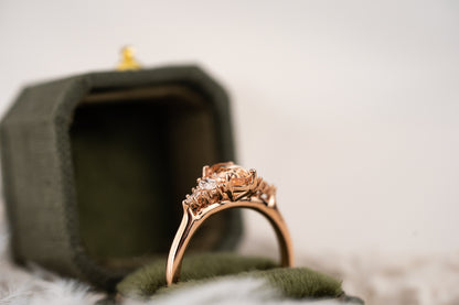 The Maeve Ring | 1.05 CT Peachy Apricot Oval Sapphire - Lavender Creek Gems 