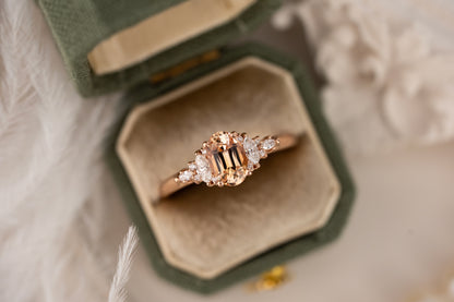 The Maeve Ring | 1.05 CT Peachy Apricot Oval Sapphire - Lavender Creek Gems 