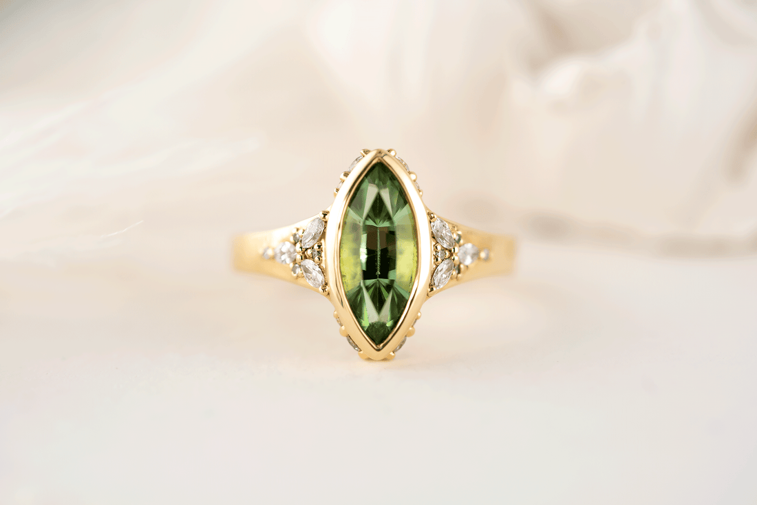 The Daylight Ring | 1.75 CT Marquise Vanadium Green Tourmaline