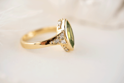 The Daylight Ring | 1.75 CT Marquise Vanadium Green Tourmaline - Lavender Creek Gems 