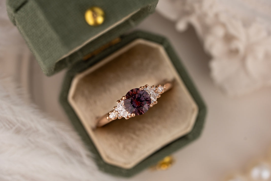 The Maeve Ring | 1.07 CT Round Pinkish Brown Bicolor Montana Sapphire - Lavender Creek Gems 
