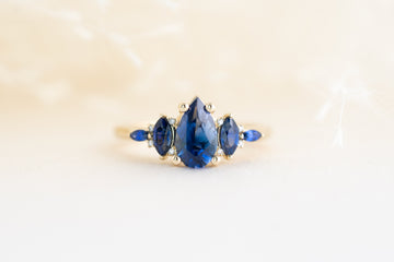 The Maeve 1.1 CT Pear Blue Sapphire Ring - Lavender Creek Gems 