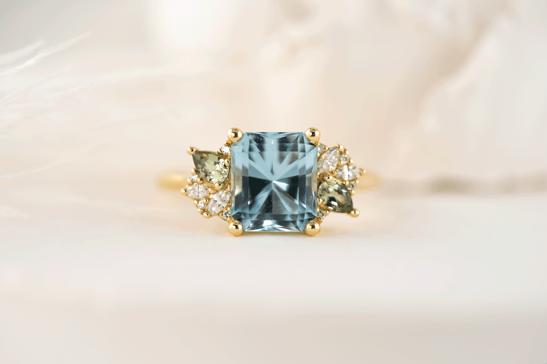 The Fleur Ring | 2.08 CT Radiant Aquamarine - Lavender Creek Gems