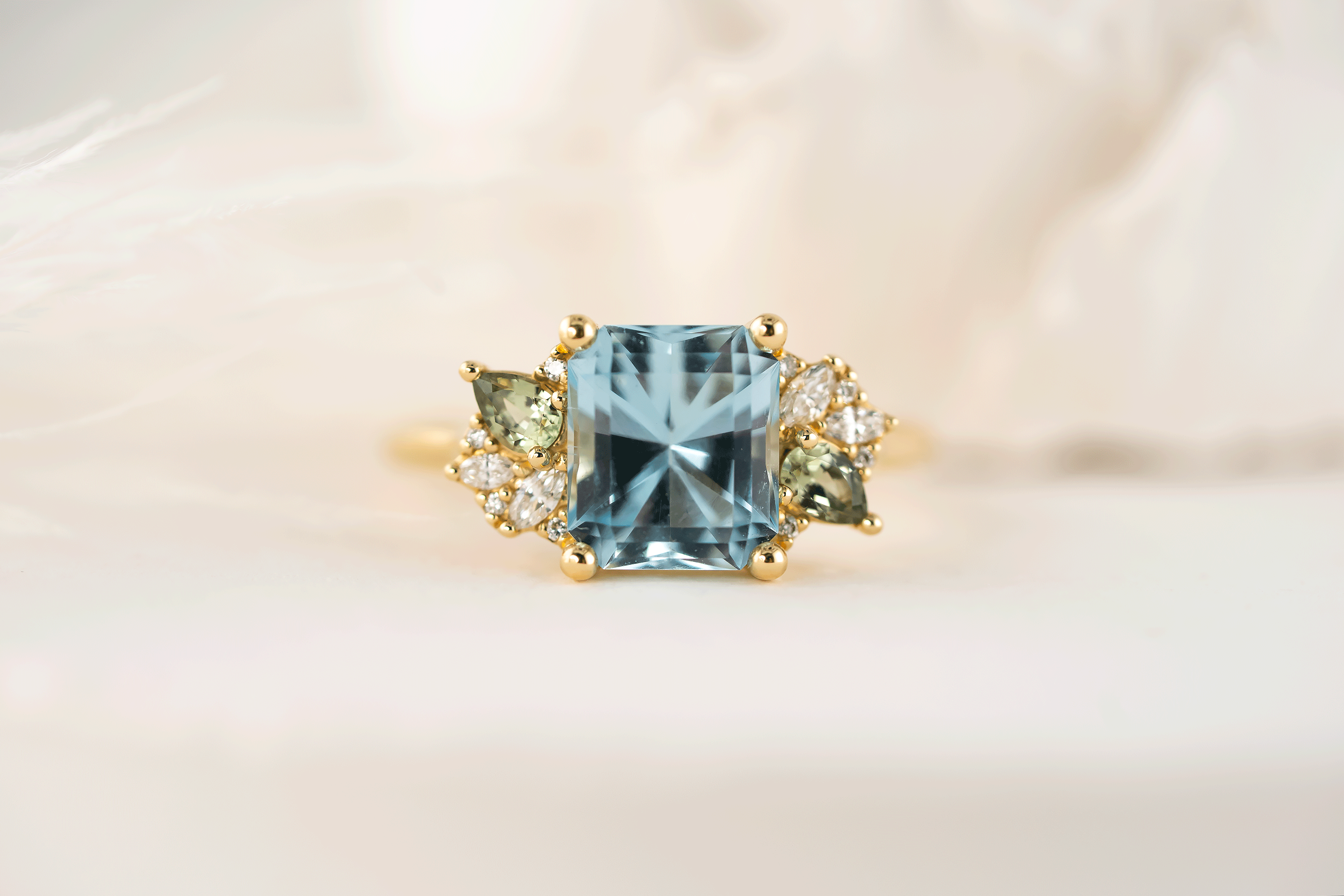 The Fleur Ring | 2.08 CT Radiant Aquamarine - Lavender Creek Gems 