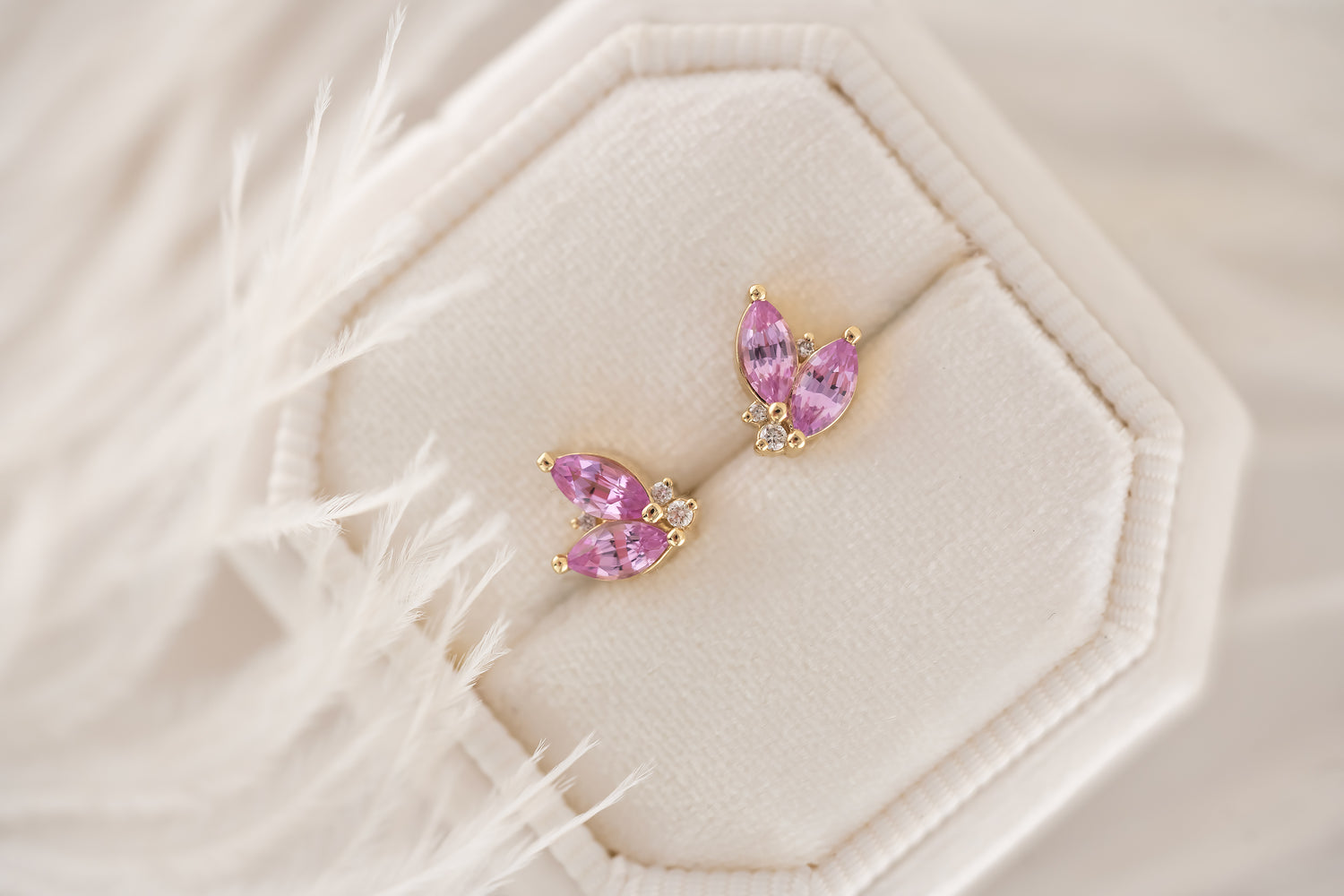 Sprite Stud Earrings - Pink Sapphire - Lavender Creek Gems 