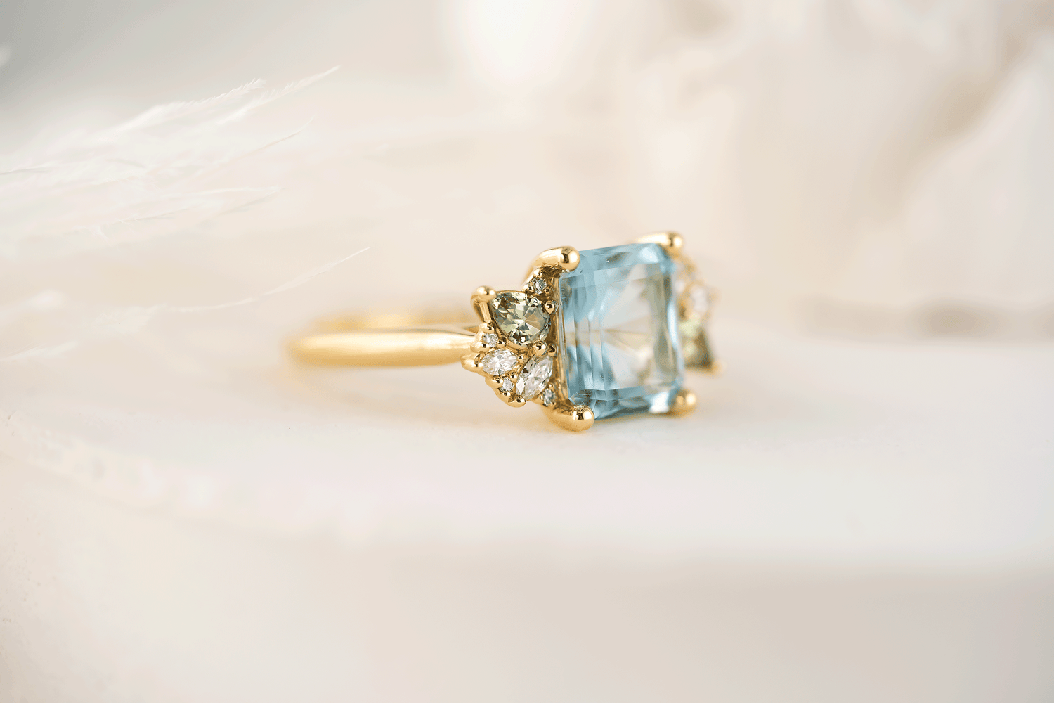 The Fleur Ring | 2.08 CT Radiant Aquamarine - Lavender Creek Gems 