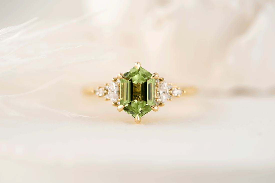 The Maeve Ring | 1.67 CT Elongated Hexagon Mint Green Tourmaline